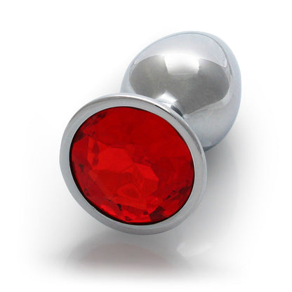 Ouch! Round Gem Butt Plug Small - Silver and Ruby Red