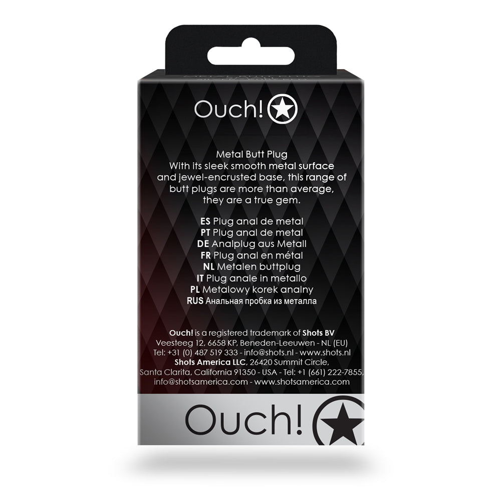 Ouch! Round Gem Butt Plug Small - Silver and Ruby Red