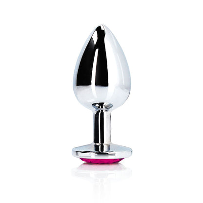 Ouch! Heart Gem Butt Plug Small – Silver/Rubellite Pink, Waterproof
