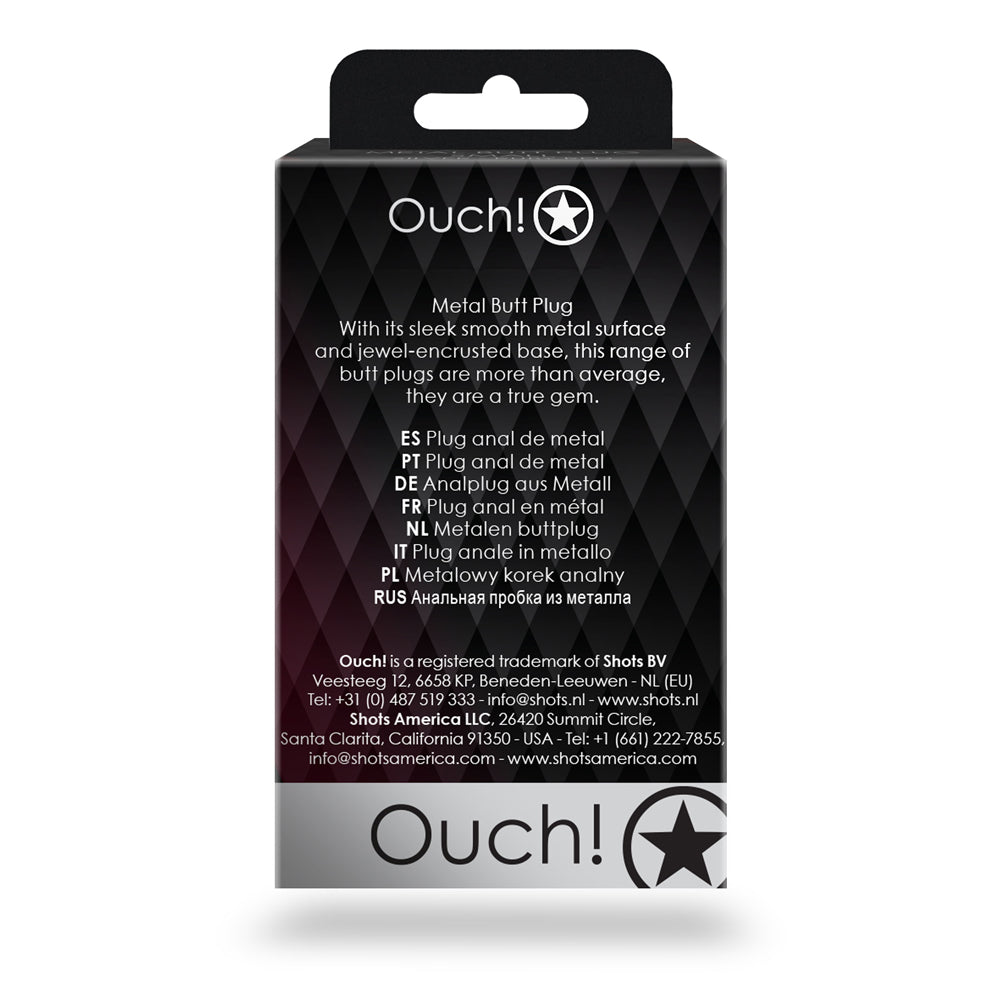 Ouch! Heart Gem Butt Plug Small – Silver/Rubellite Pink, Waterproof
