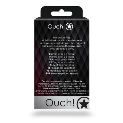 Ouch! Heart Gem Butt Plug Small – Silver/Rubellite Pink, Waterproof