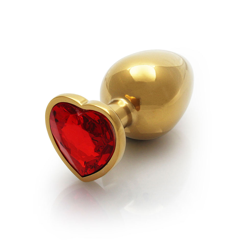 Ouch! Heart Gem Butt Plug Large – Gold/Ruby Red