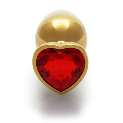 Ouch! Heart Gem Butt Plug Large – Gold/Ruby Red
