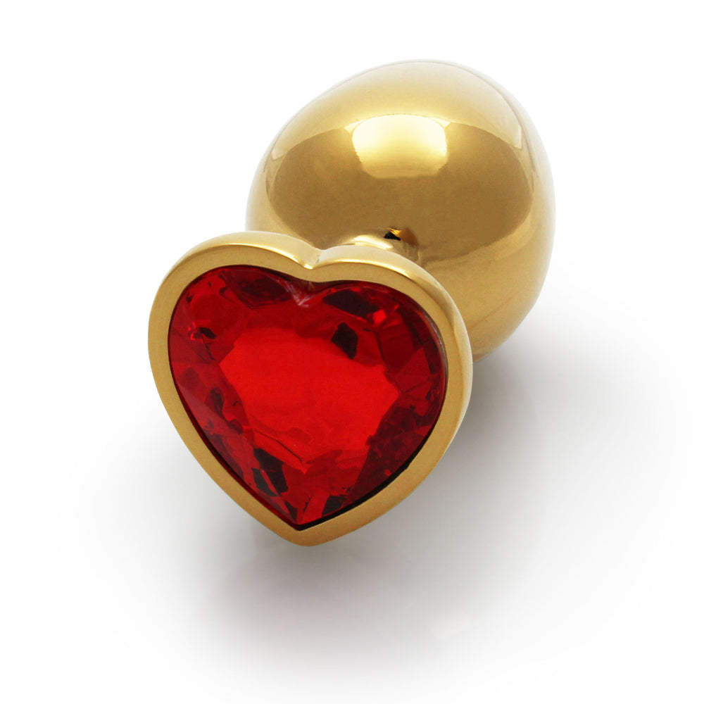 Ouch! Heart Gem Butt Plug Large – Gold/Ruby Red