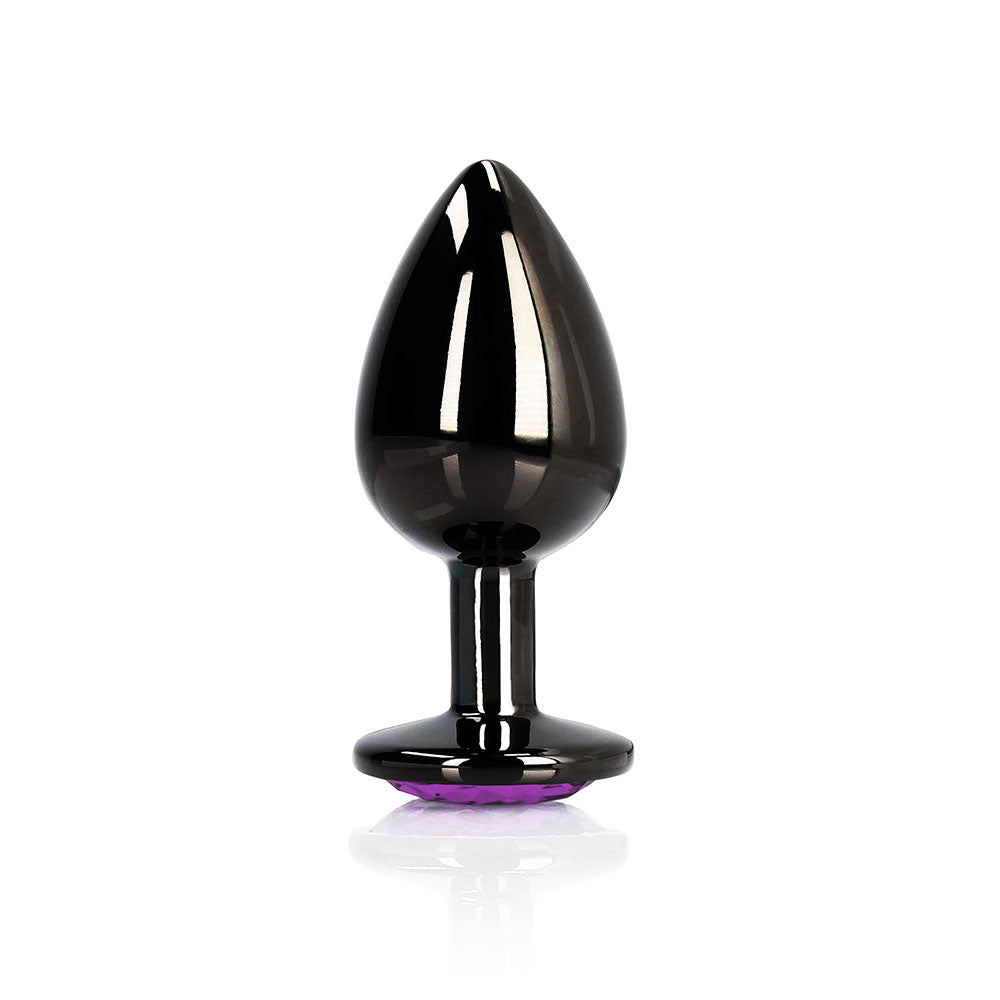 Ouch! Heart Gem Butt Plug Small - Gunmetal & Amethyst