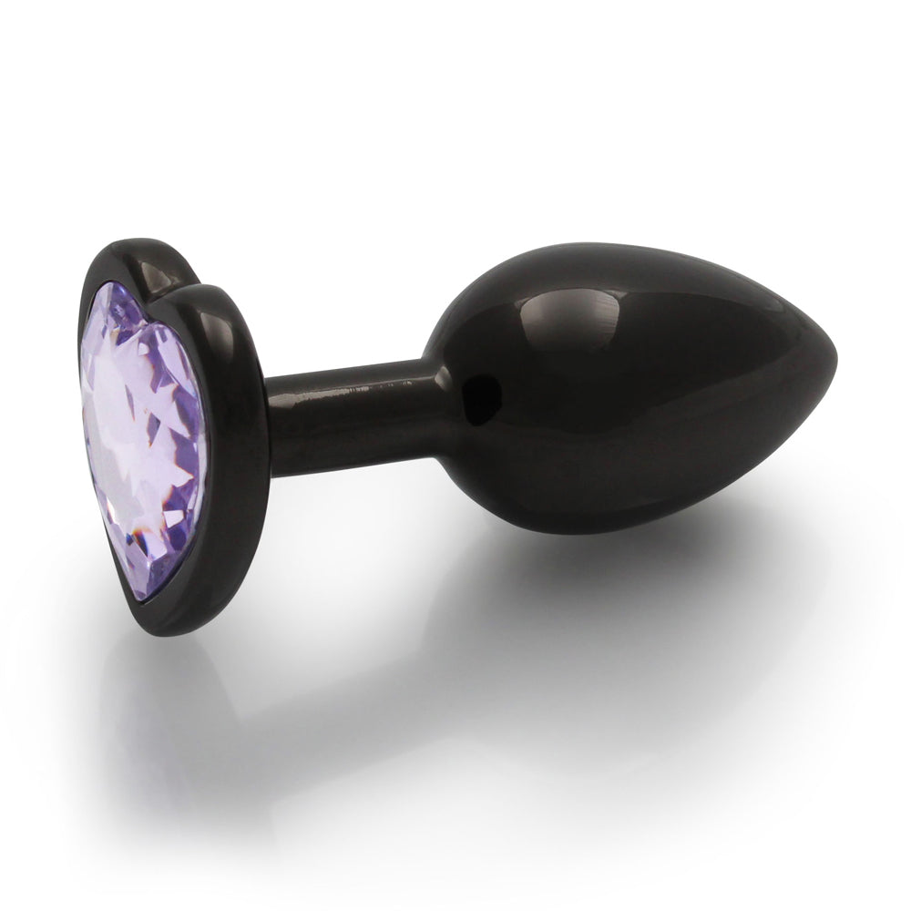 Ouch! Heart Gem Butt Plug Small - Gunmetal & Amethyst