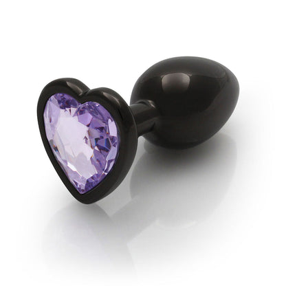 Ouch! Heart Gem Butt Plug Small - Gunmetal & Amethyst