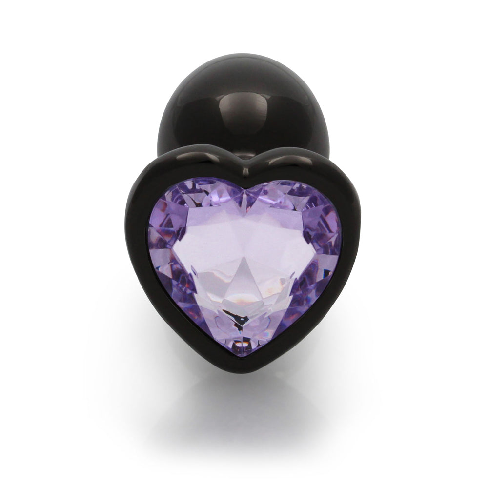 Ouch! Heart Gem Butt Plug Small - Gunmetal & Amethyst