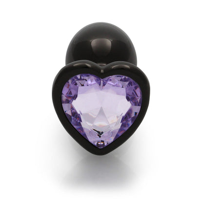 Ouch! Heart Gem Butt Plug Small - Gunmetal & Amethyst