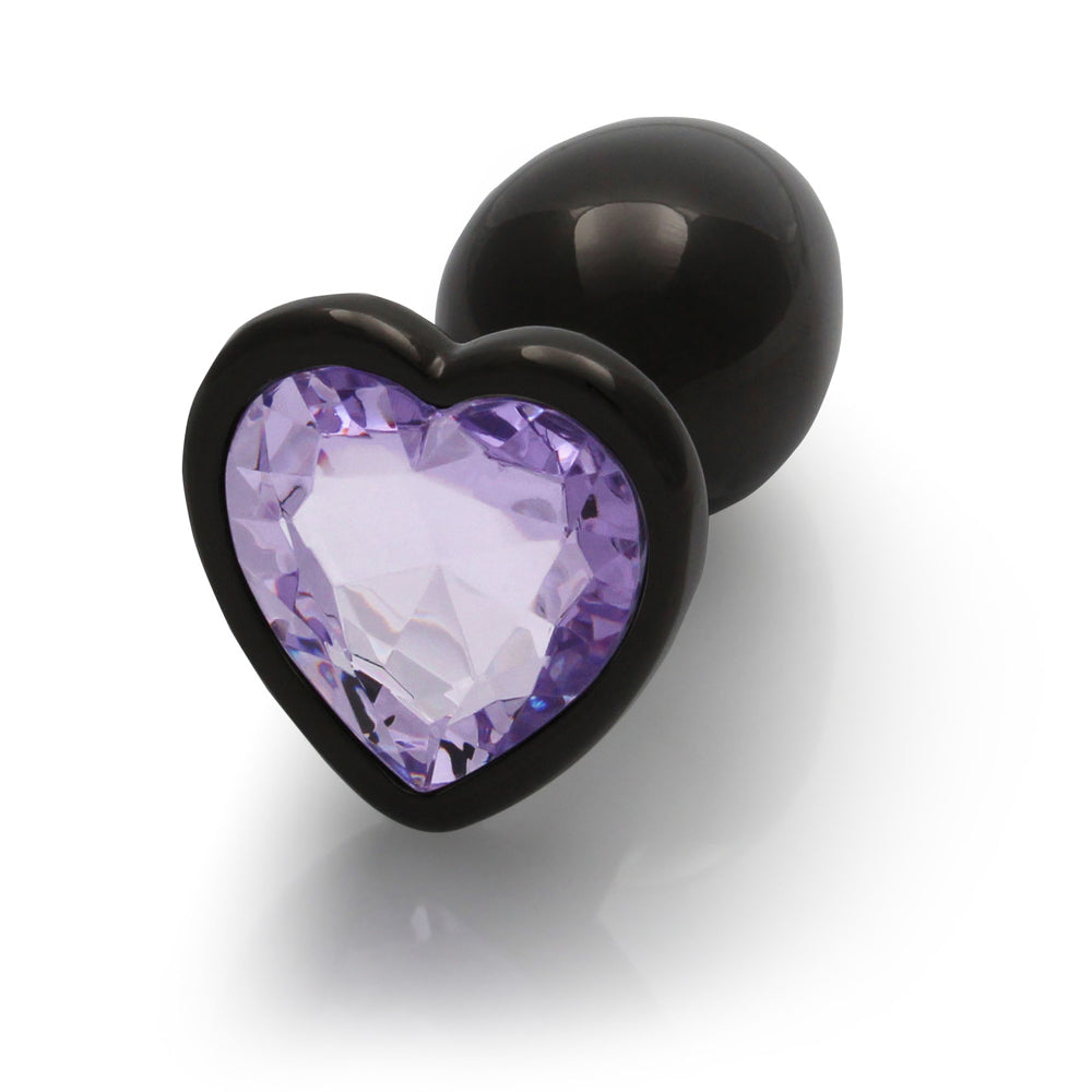 Ouch! Heart Gem Butt Plug Small - Gunmetal & Amethyst