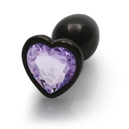 Ouch! Heart Gem Butt Plug Small - Gunmetal & Amethyst