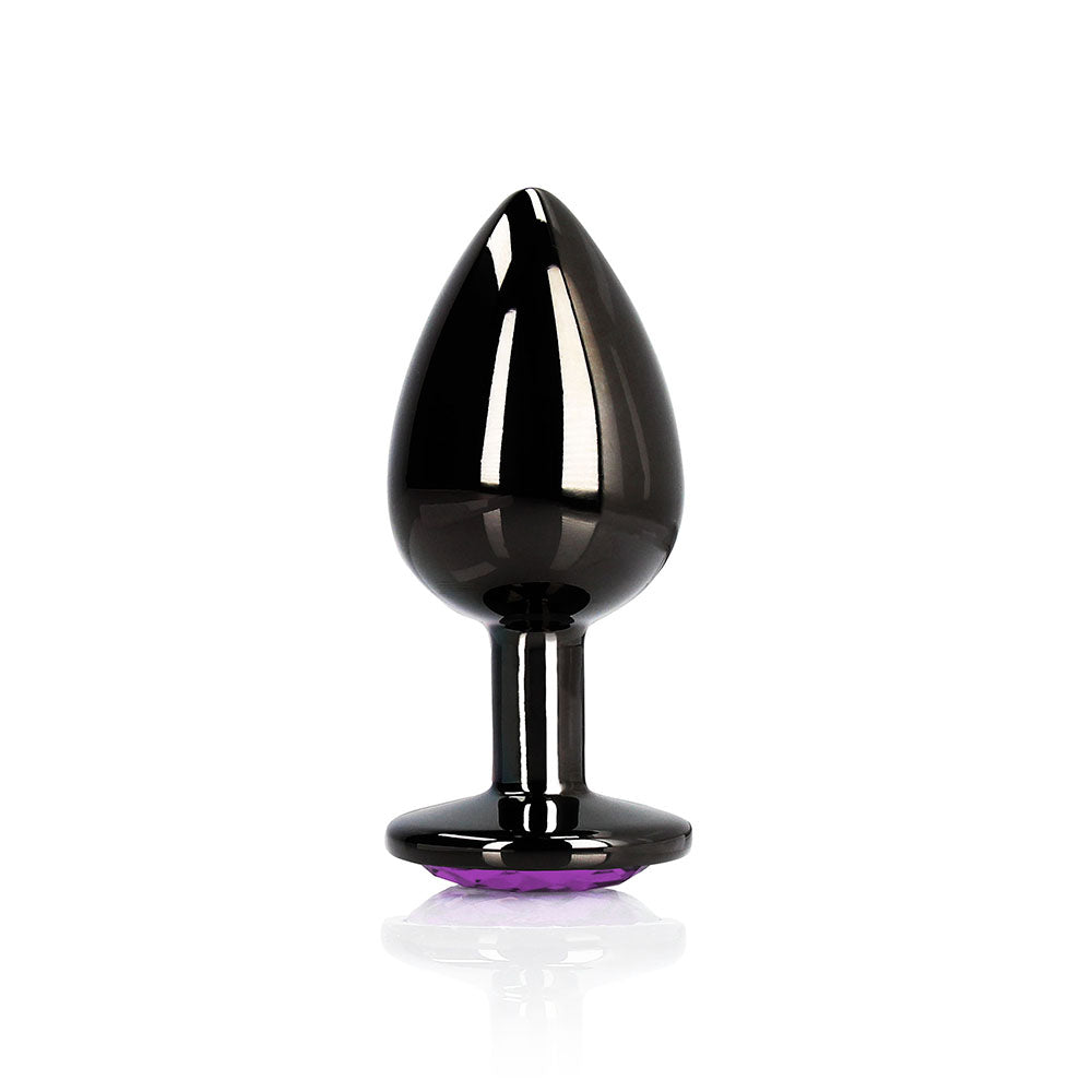 Ouch! Heart Gem Butt Plug Medium - Gunmetal/Amethyst