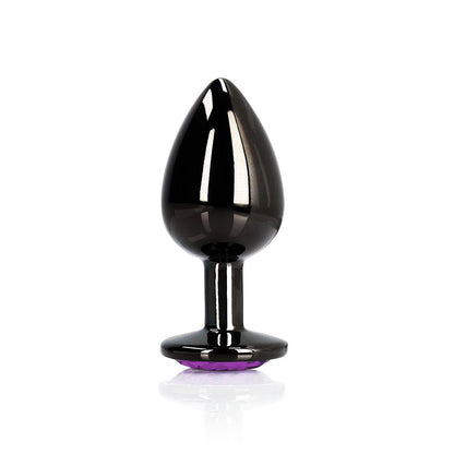 Ouch! Heart Gem Butt Plug Medium - Gunmetal/Amethyst