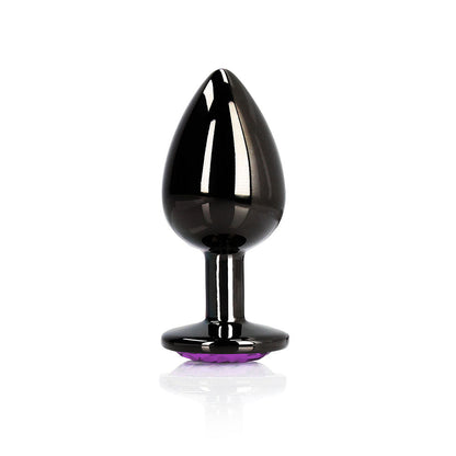 Ouch! Heart Gem Butt Plug Large - Gunmetal/Amethyst - Metal