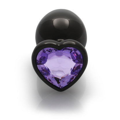 Ouch! Heart Gem Butt Plug Large - Gunmetal/Amethyst - Metal