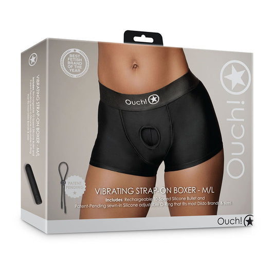 Ouch! Vibrating Strap-on Boxer – Black – M/L Size