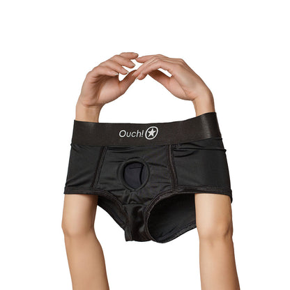 Ouch! Vibrating Strap-on Boxer – Black – M/L Size