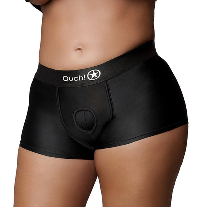 Ouch! Vibrating Strap-on Boxer - Black - XL/2XL