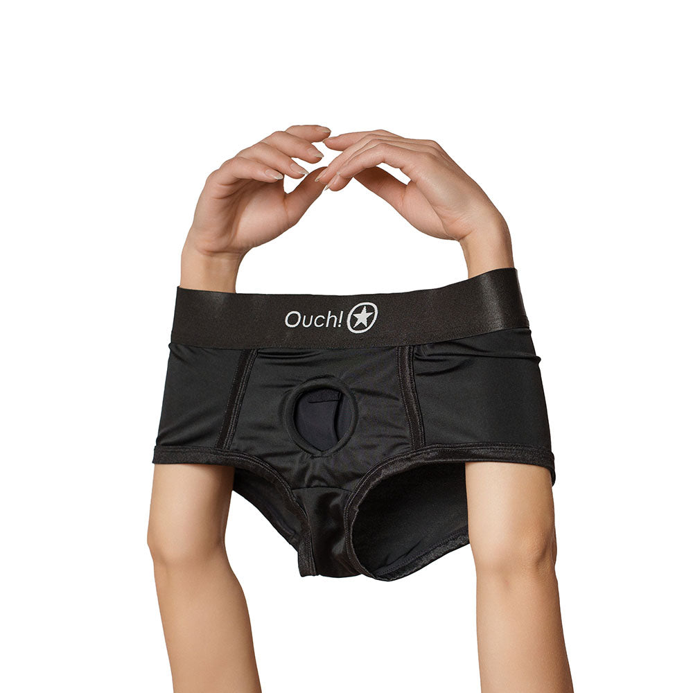 Ouch! Vibrating Strap-on Boxer - Black - XL/2XL
