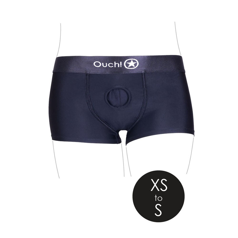 Ouch! Vibrating Strap-on Boxer - Black - XS/S - 10-Speed Rechargeable