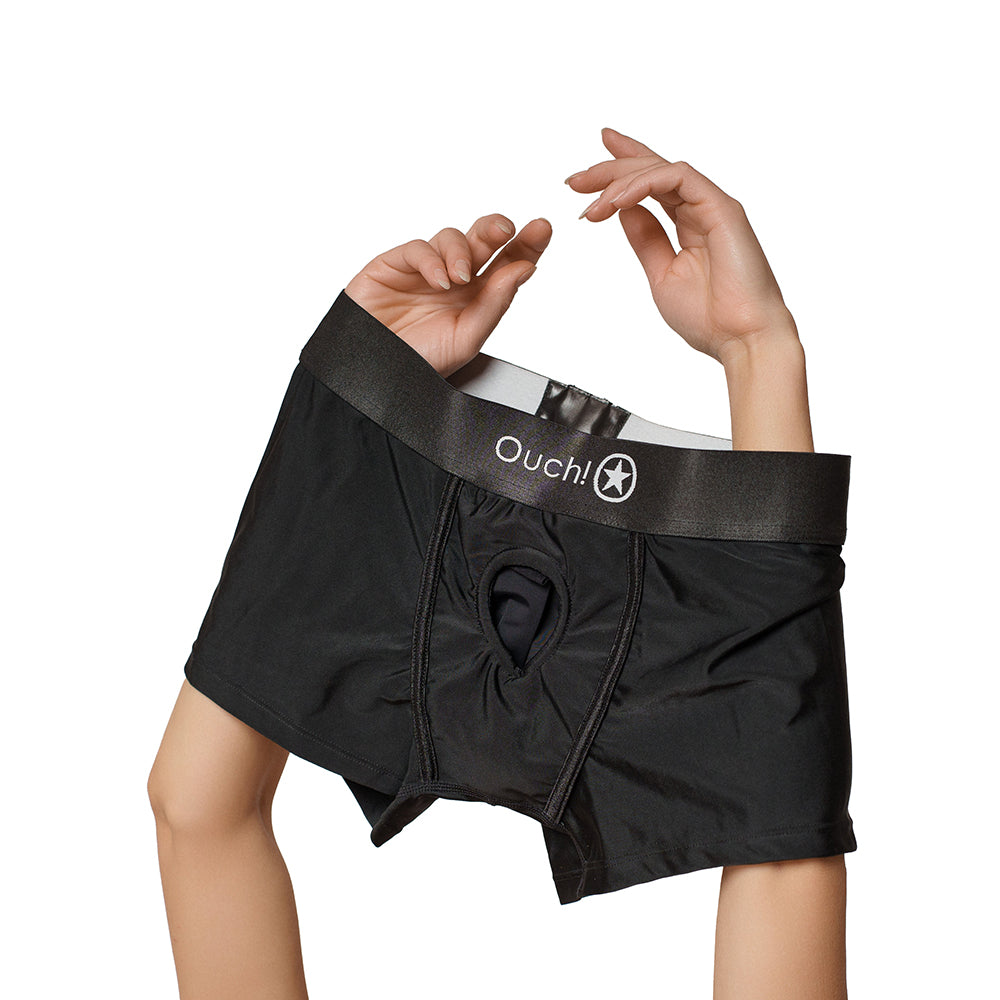 Ouch! Vibrating Strap-on Brief - XL/2XL - Black