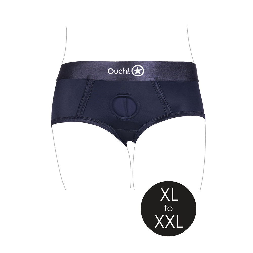 Ouch! Vibrating Strap-on Brief - XL/2XL - Black