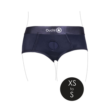 Ouch! Vibrating Strap-on Brief - Black - XS/S - Mid-rise with 10-speed Vibrating Bullet