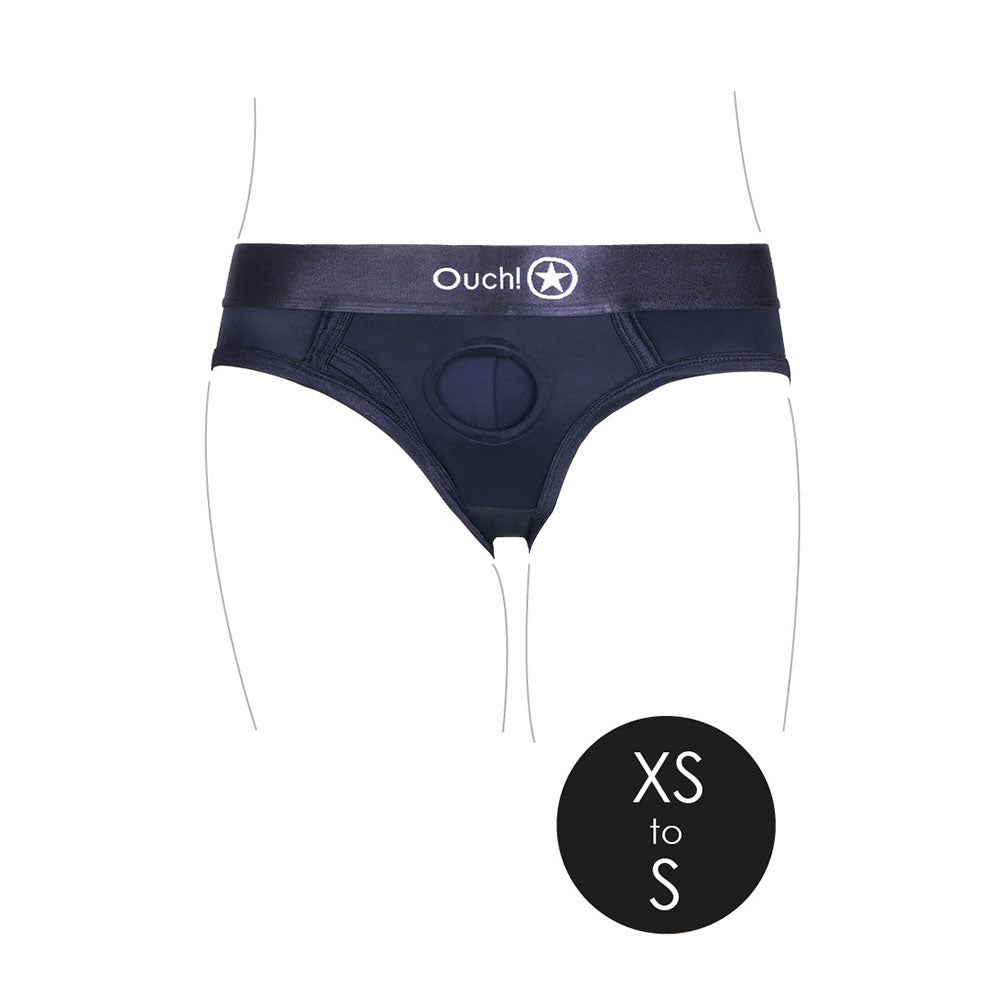Ouch! Vibrating Strap-on High-cut Brief – Black – XS/S