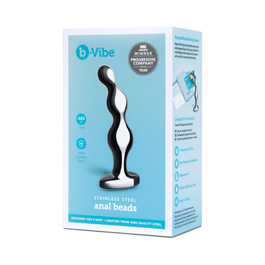 b-Vibe Stainless Steel Anal Beads – Prostate Massager – Silver