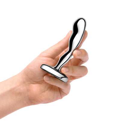 b-Vibe Stainless Steel Prostate Plug – Silver – Curved Prostate Stimulator