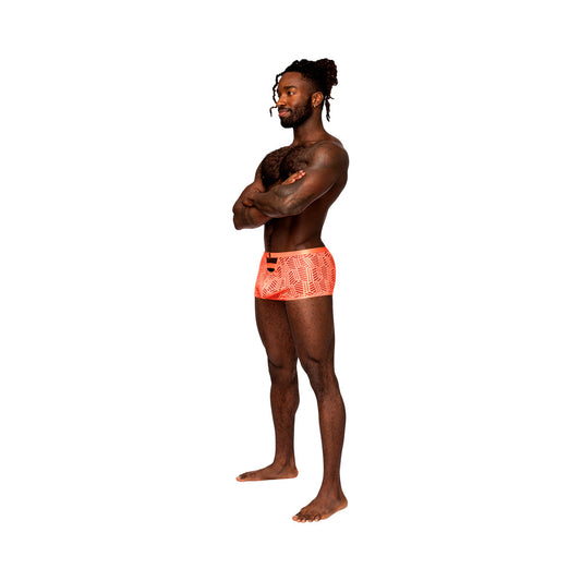 Male Power Rude Awakening Cheeky Cutout Short – Neon Orange – Size S