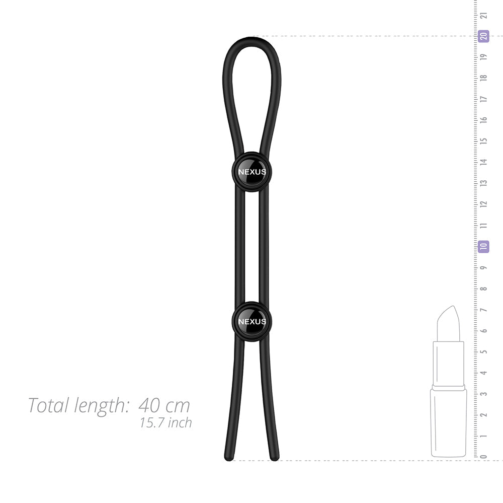Nexus Forge Adjustable Silicone Cock and Ball Lasso Ring – Black