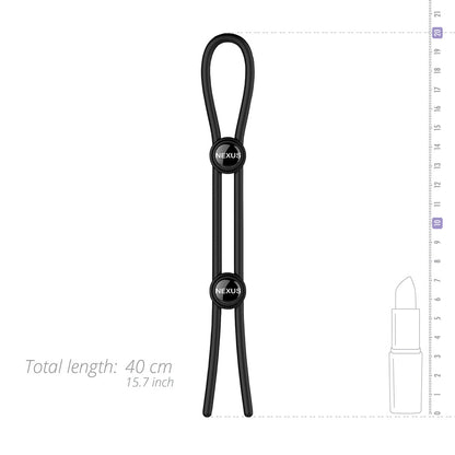 Nexus Forge Adjustable Silicone Cock and Ball Lasso Ring – Black