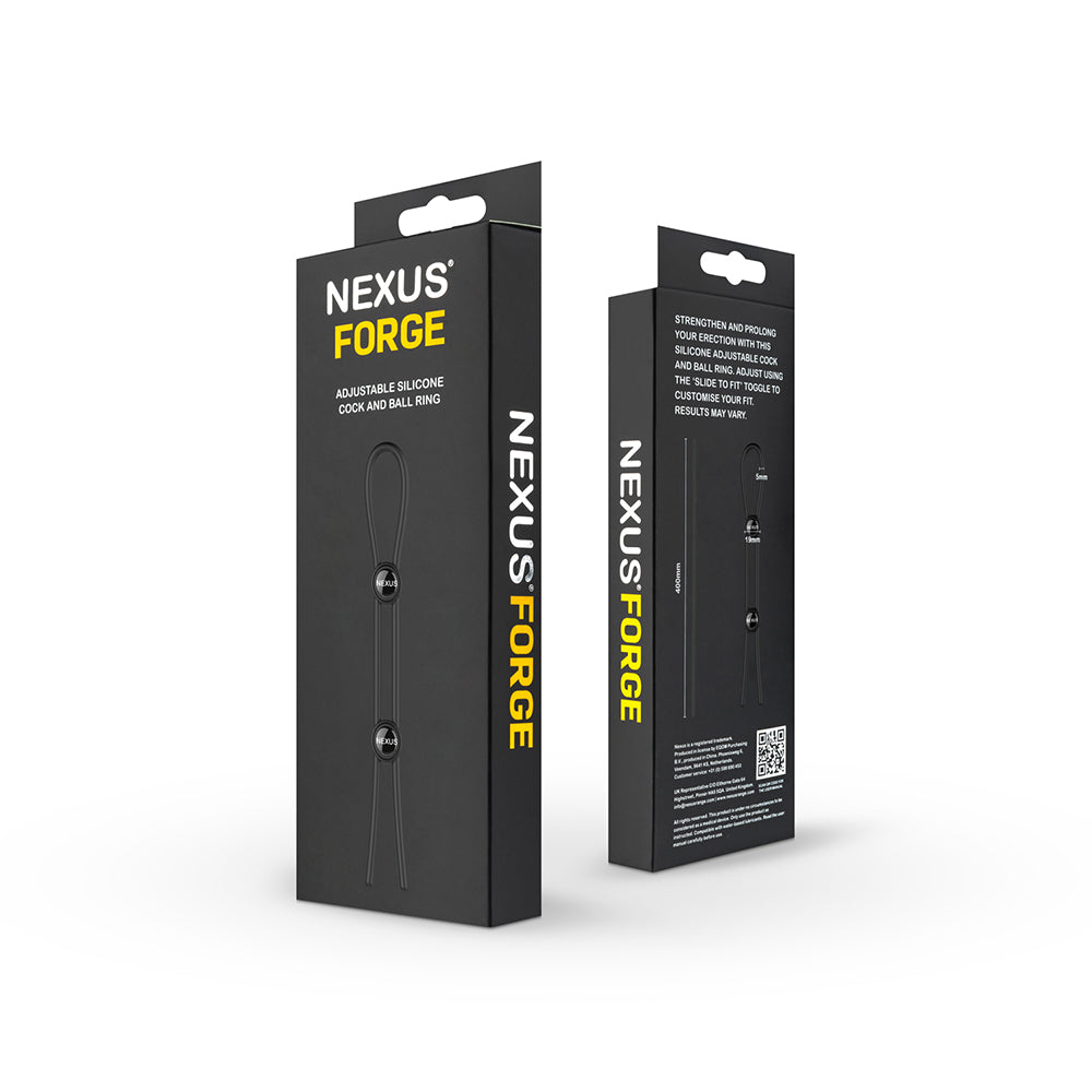 Nexus Forge Adjustable Silicone Cock and Ball Lasso Ring – Black