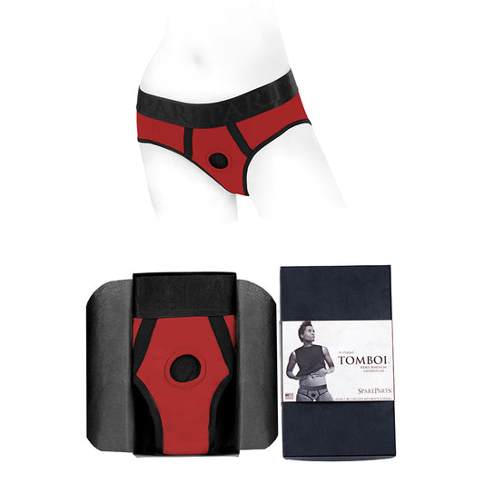 SpareParts Tomboi Nylon Briefs Harness – Red – Size M