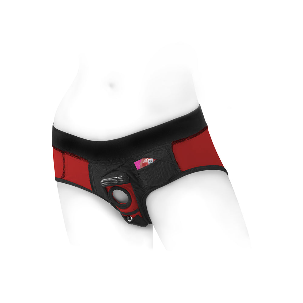 SpareParts Tomboi Nylon Briefs Harness – Red/Black – Size L