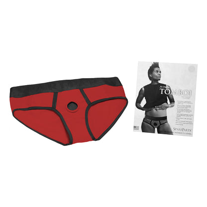 SpareParts Tomboi Nylon Briefs Harness – Red/Black – Size L
