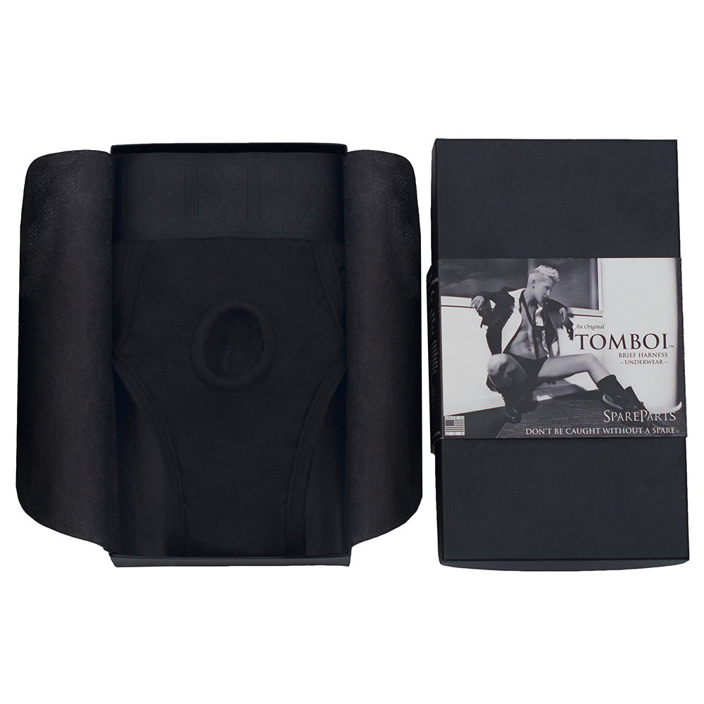SpareParts Tomboi Rayon Briefs Harness - Black - Size 2XL