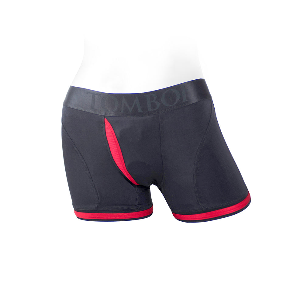 SpareParts Tomboii Nylon Boxer Briefs Harness – Black/Red – Size XXS