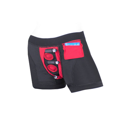 SpareParts Tomboii Nylon Boxer Briefs Harness - Black/Red - Size XS