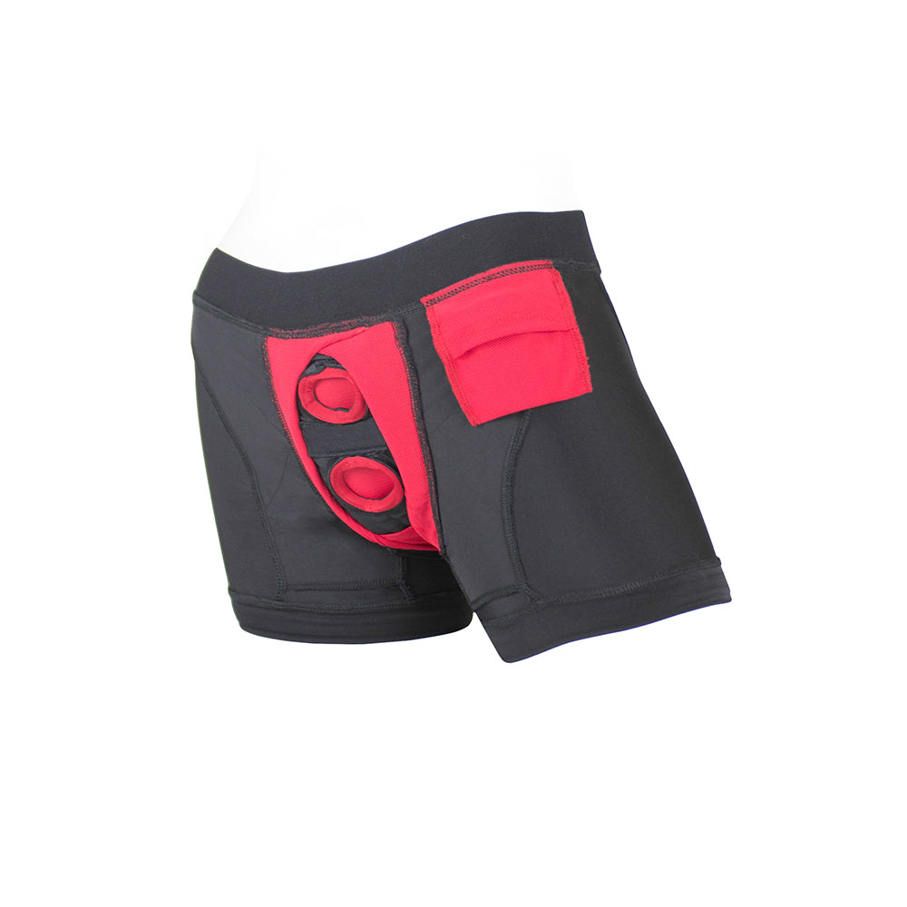 SpareParts Tomboii Nylon Boxer Briefs Harness – Black/Red, Size L