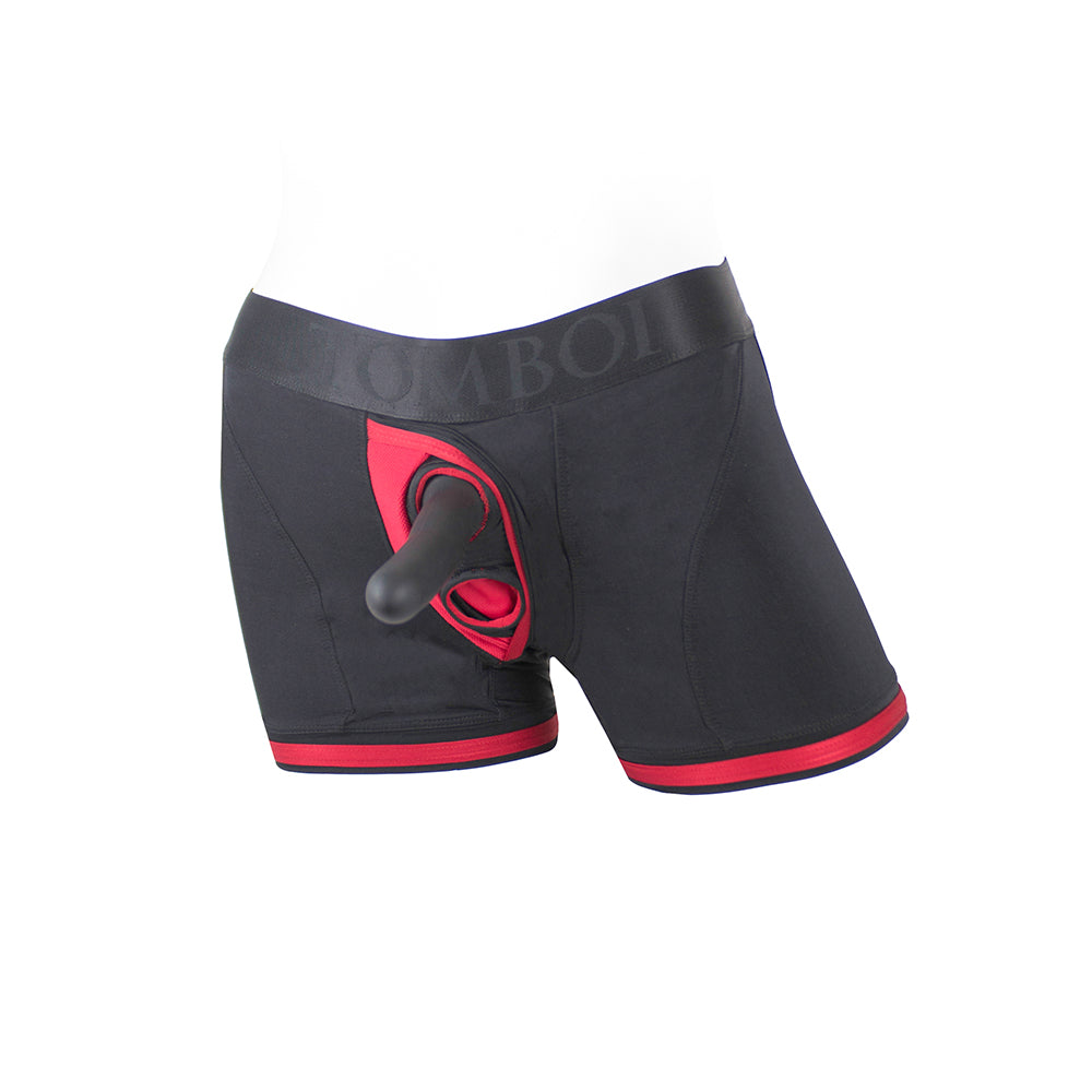 SpareParts Tomboii Nylon Boxer Briefs Harness – Black/Red, Size L