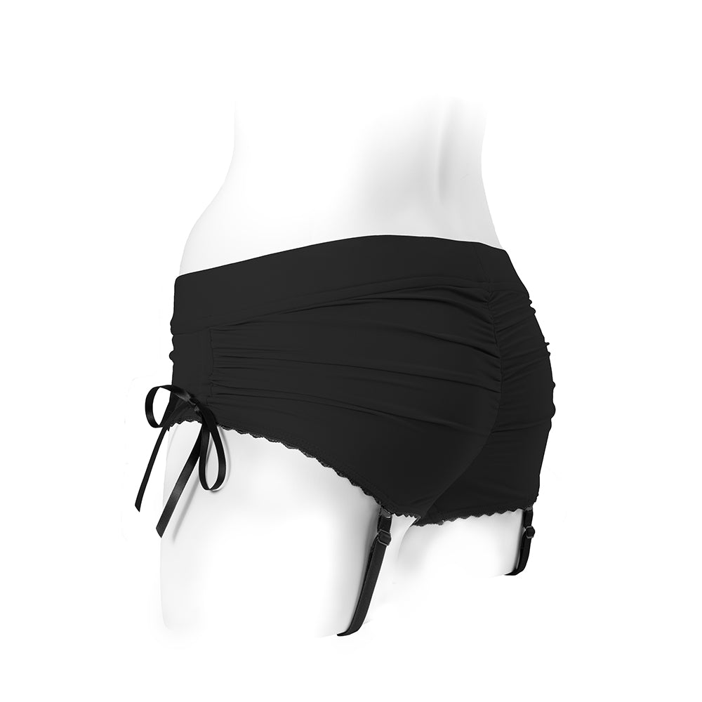 SpareParts Sasha Cinch Booty Short Harness - Black - Size S