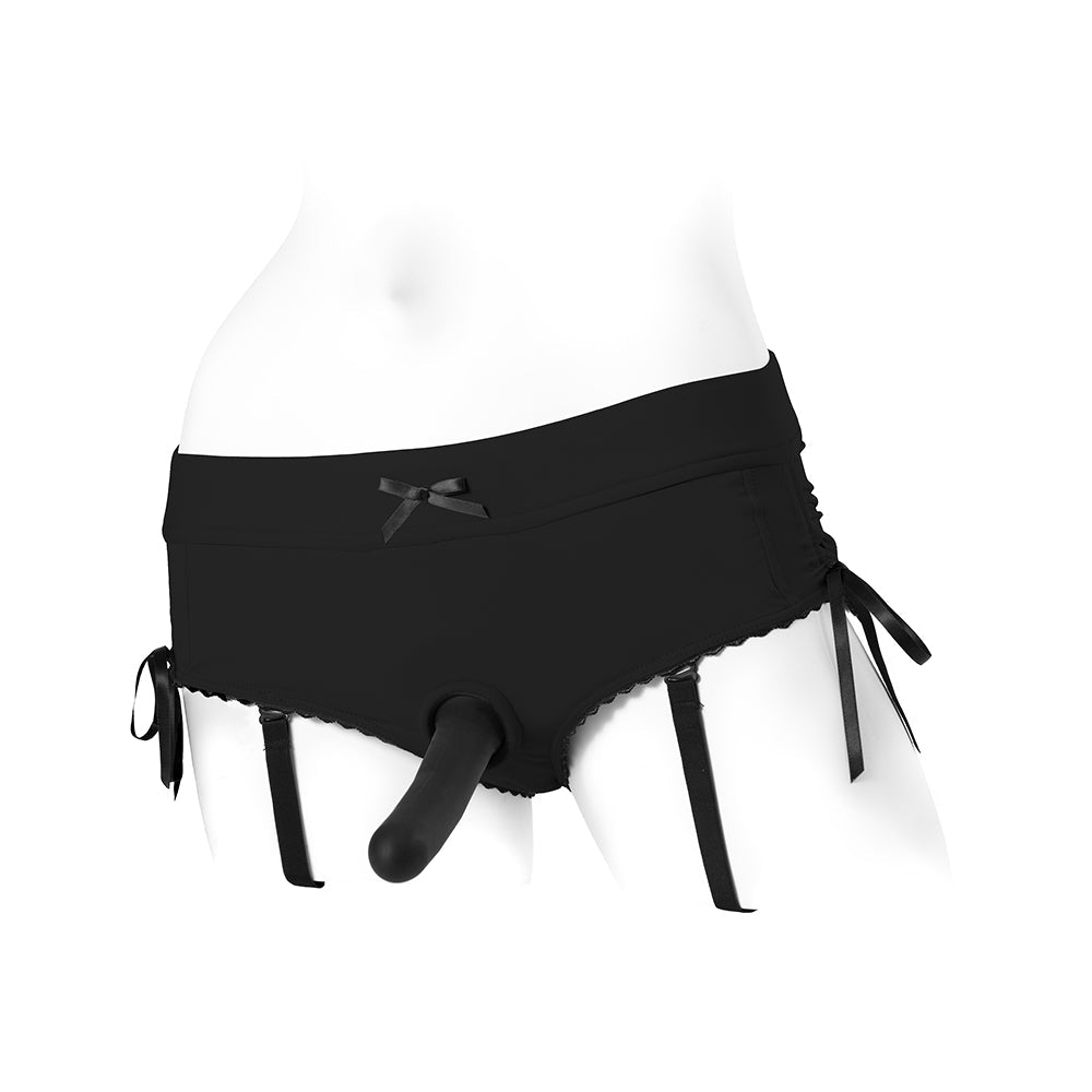 SpareParts Sasha Cinch Booty Short Harness - Black - Size S