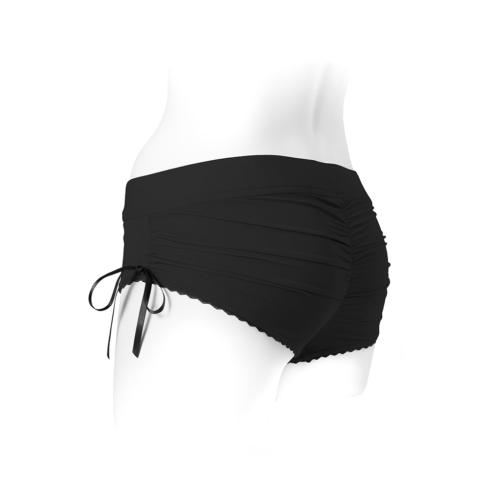 SpareParts Sasha Cinch Booty Short Harness - Black - Size M