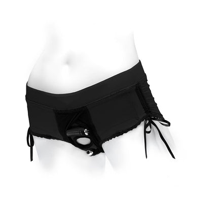 SpareParts Sasha Cinch Booty Short Harness – Black – Size L