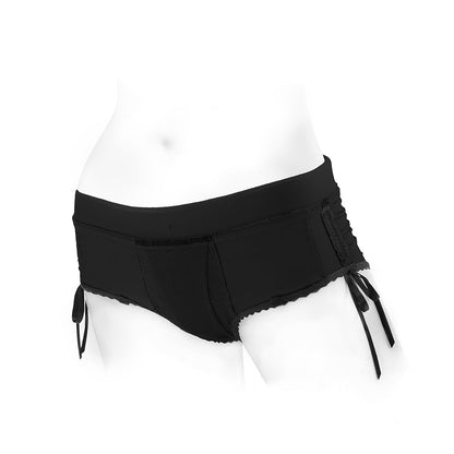SpareParts Sasha Cinch Booty Short Harness - Black - Size XL
