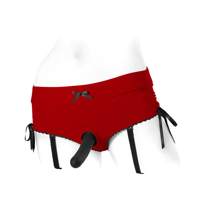 SpareParts Sasha Cinch Booty Short Harness – Red/Black – 3XL