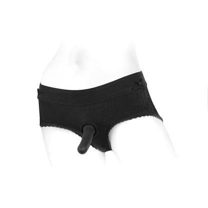 SpareParts Bella Cleavage Booty Short Harness – Black – Size 3XL