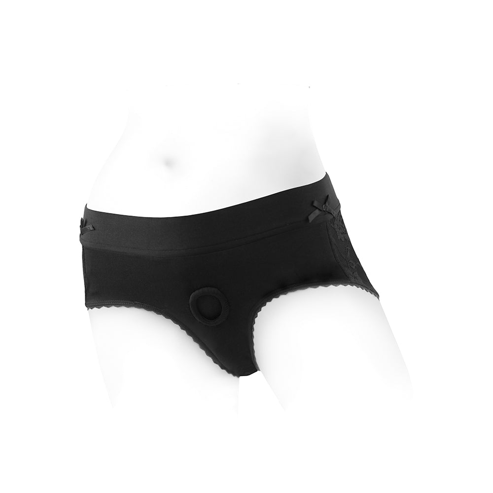 SpareParts Bella Cleavage Booty Short Harness – Black – Size 4XL